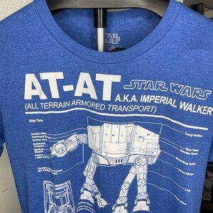 Star Wars Bold blue tee with AT-AT Size: M . Perfect for Star Wars fans.